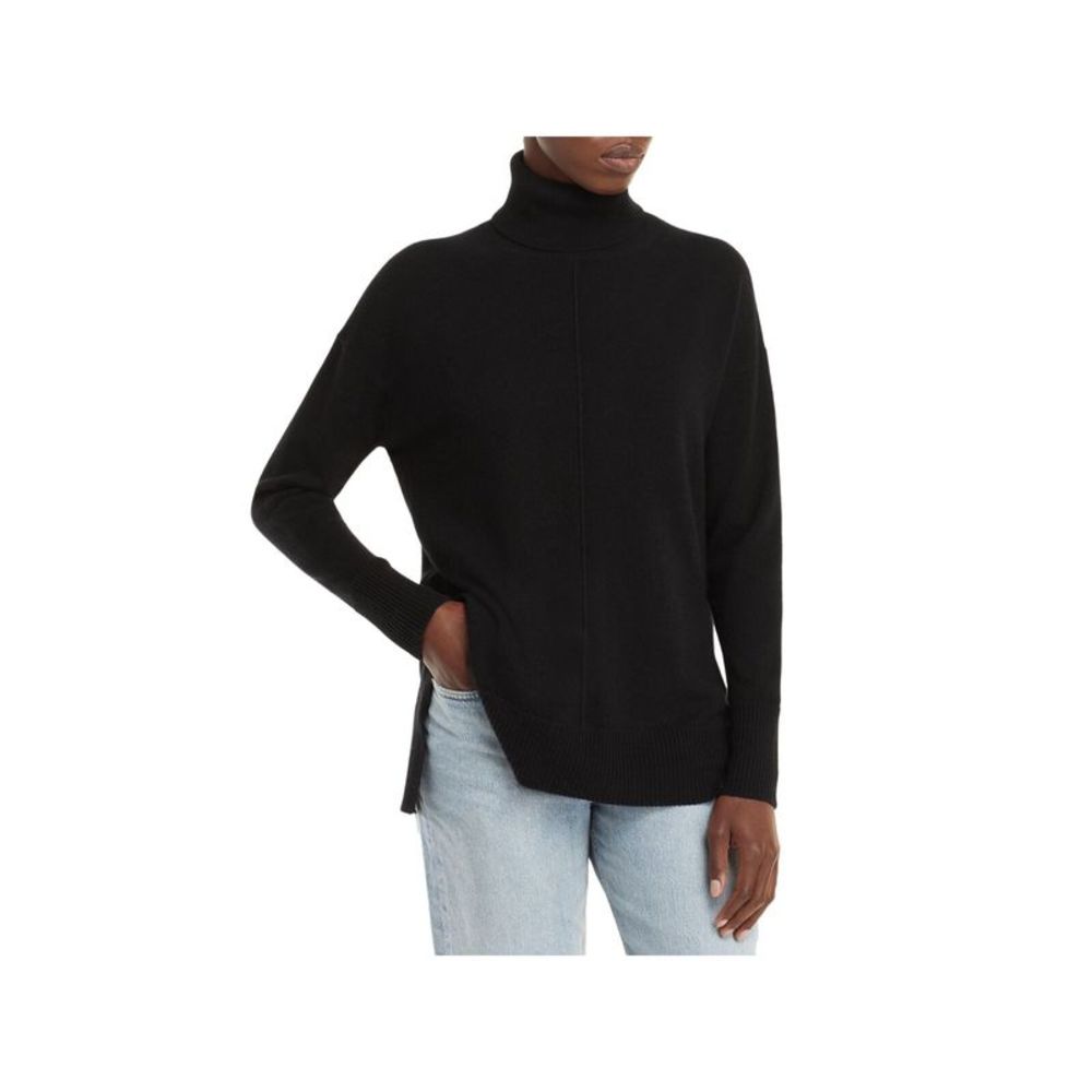 Designer Brand Womens Black Cashmere Long Sleeve Wear To Work Hi-Lo Sweater XS